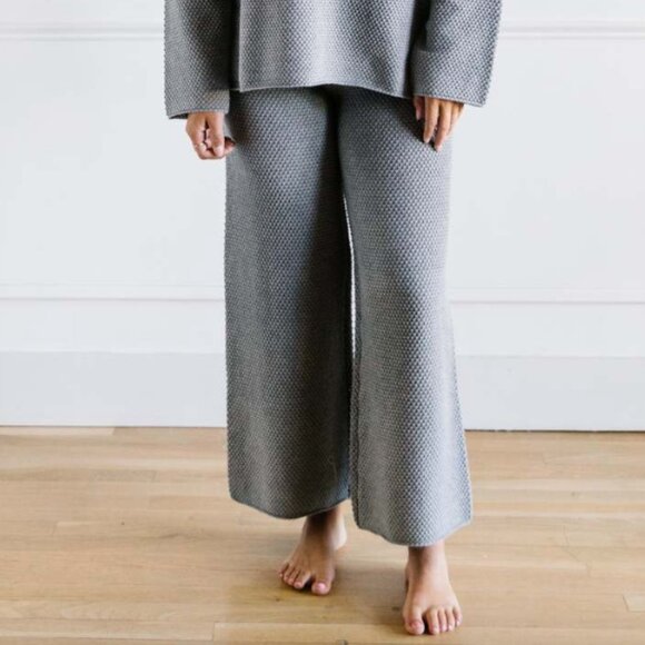 Mod Ref Grey Catalina Chunky Knit Wide Leg Lounge Pants M - Picture 1 of 5